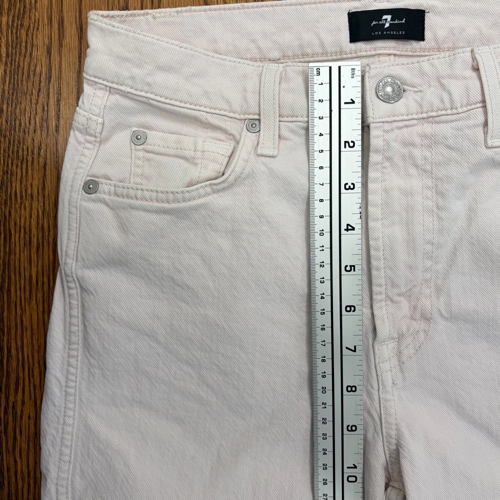 7 For All Mankind White High Waist Cropped Straight Jeans - Picture 11 of 16